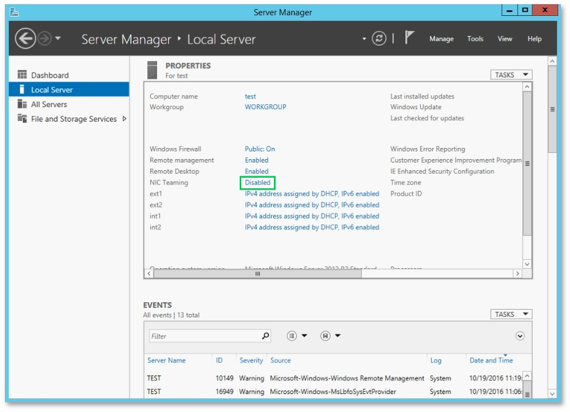 Настройка сети Hp для windows server 2012 r2 с помощью утилиты конфигурации